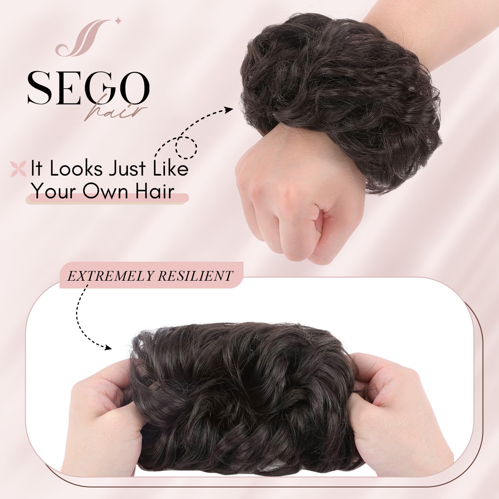 SEGOHAIR Messy Bun Hair Piece Fake Hair Bun Hair Scrunchies Bun - Image 3
