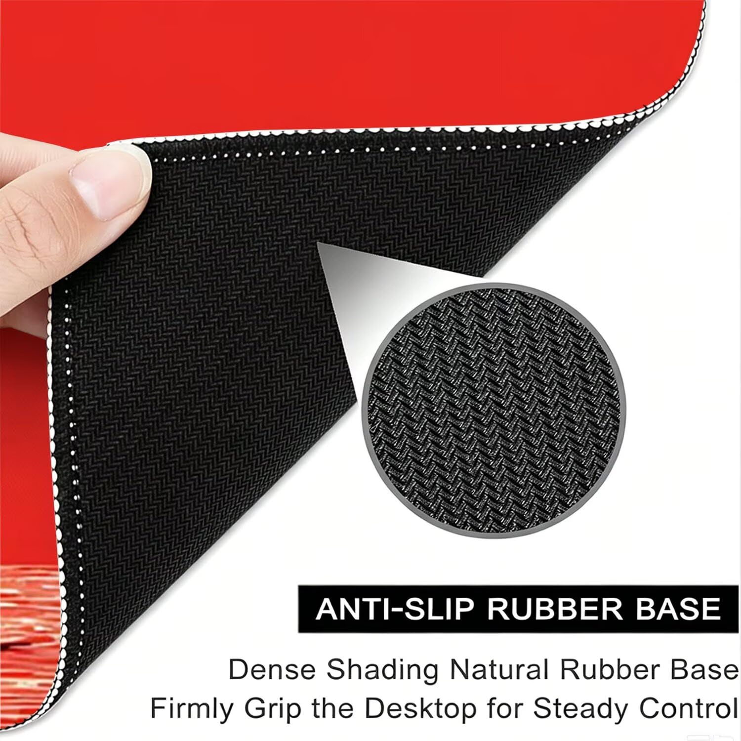 Tappetino Mouse Gaming XXL, Mousepad 1200x600x4mm rosso zebra 0x0-249 | Tappetino Scrivania con Base in Gomma Antiscivolo Bordi Cuciti per Computer, PC, Migliora la Precisione e la Velocità