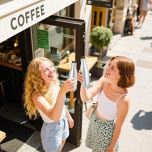 Miniatura 6 de Volhoply Botella de agua aislada de acero inoxidable de 17 onzas, frasco al vacío de doble pared, mantiene el frío 24 horas y el calor 12 horas,