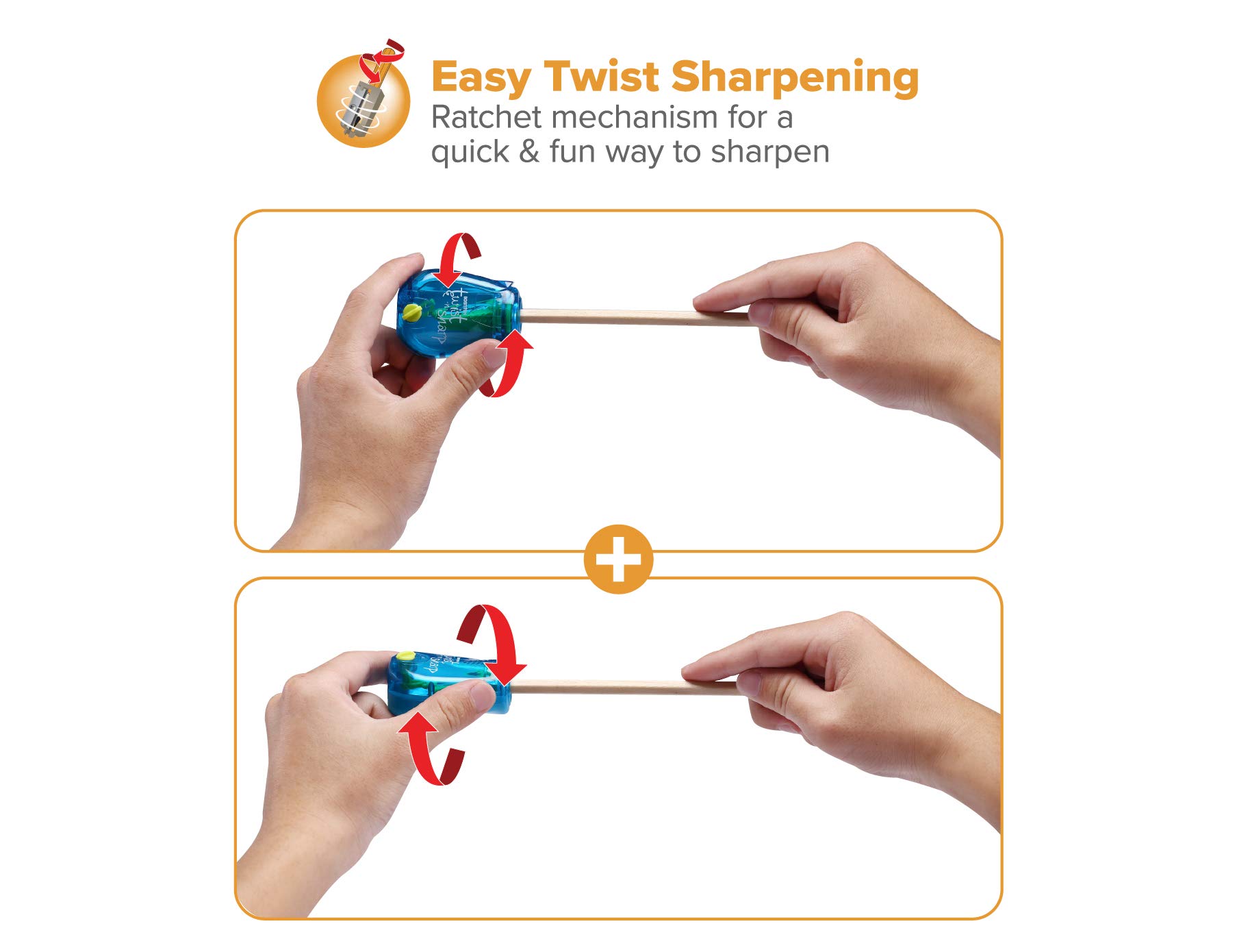 BOSTITCH Office Twist-N-Sharp - Sacapuntas manual, paquete de 3 con 12 lápices de colores para actividades de niños o adultos para colorear