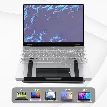 Ergonomik Ayarlanabilir Havalandırmalı Taşınabilir Dizüstü Bilgisayar Standı: Kararlı, Dayanıklı ve Yüksek Uyumluluk, Destek 10 ila 17 İnç dizüstü bilgisayarlar, Gümüş