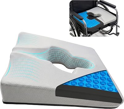 Gel Wheelchair Seat Cushion,Bed Sore Cushions for Butt,Gel Cushion for Pressure Relief,Hemorrhoid Pillow for Chair,Office Chair Pressure Sore cushion,Pressure Ulcer Pain Relief,Relieve SciaticaGrey