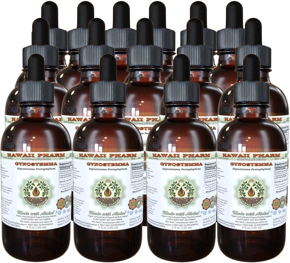 Hawaii Pharm Gynostemma Alcohol-Free Liquid Extract, Gynostemma (Gynostemma Pentaphyllum) Dried Leaf Glycerite Natural Herbal Supplement 2x4 oz