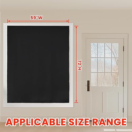 Miniatura 5 de AJAZZ - Cortinas portátiles y autoadhesivas 100% opacas, fáciles de instalar, para dormitorio y cocina, con aislamiento térmico, pequeñas cortinas