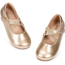 Frank Mully Girls Dress Shoes Ballet Flats Mary Jane Elastic Cross Strap Little Big Kid Flat for Wedding School Party Gold