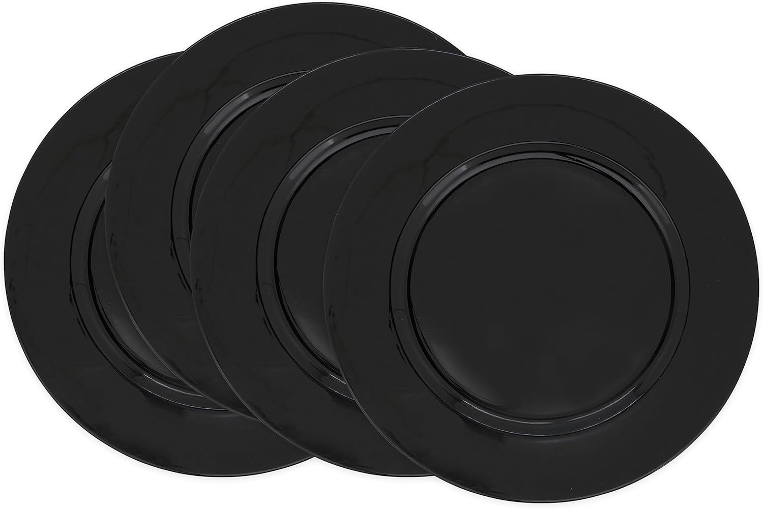 SARO LIFESTYLE Decorative Charger Plates, 13” Round Plastic Charger Plates, Set of 4 – Elegant Table Décor for Events, Weddings & Home Dining, Black