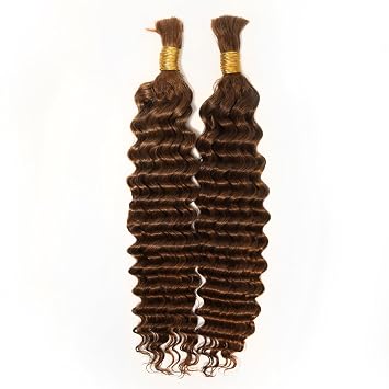 WOWANGEL Human Braiding Hair For Boho Braids, Auburn Brown30, 22 Inch | 100g, 100% Unprocessed Brazilian Virgin Hair, 12A Deep Wave, Knotless Bohemian, For Boho Braids
