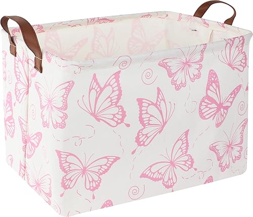 CLOCOR Cesta rosa, contenedor de almacenamiento plegable con bonito patrón, caja de almacenamiento impermeable con asas, organizador de regalos de disponible en Yaxa Peru