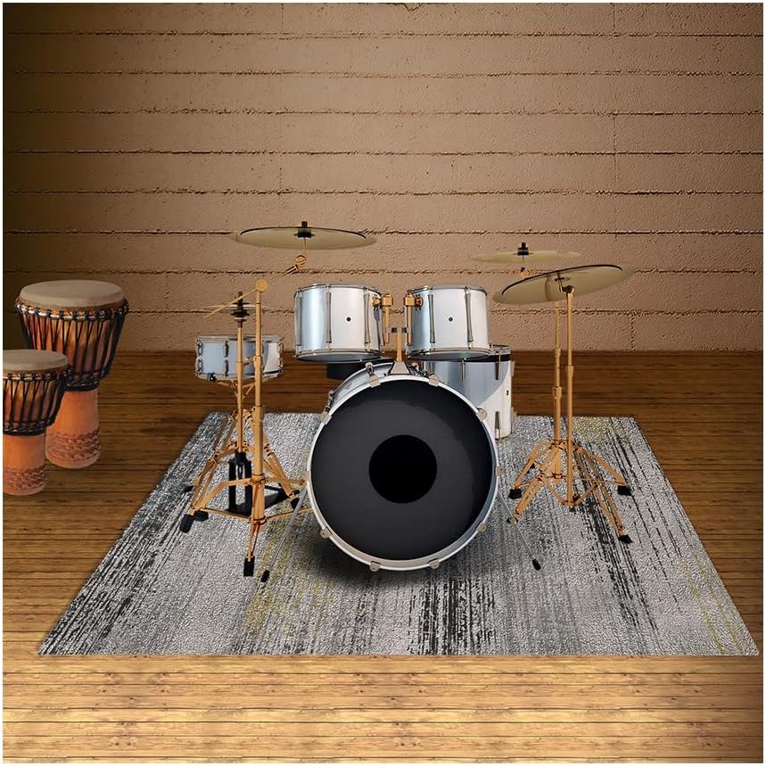 Drum Rug, Drum Set Carpet,Bedroom Living Room Decor,Soundproof Rug Pads Drum Accessories for Drum Set,Non-Slip Carpet,Great Gift for Drummers(D,4 * 5ft)