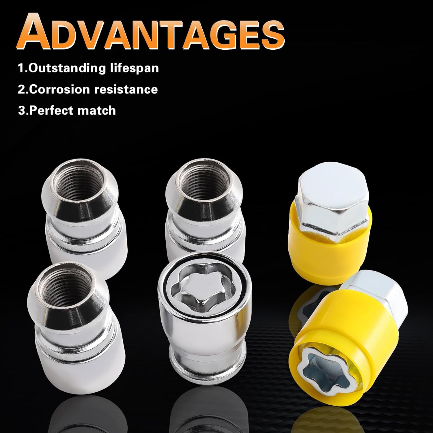 M12 x 1.5 Wheel Lock Lug Nut kit Anti Theft Compatible with Accord Civic Odyssey CR-V ES300 ES330 ES350 Fusion MKZ Camaro b1600 Avenger Neon sc400 Caravan Escape Focus Mark VIII & More Model