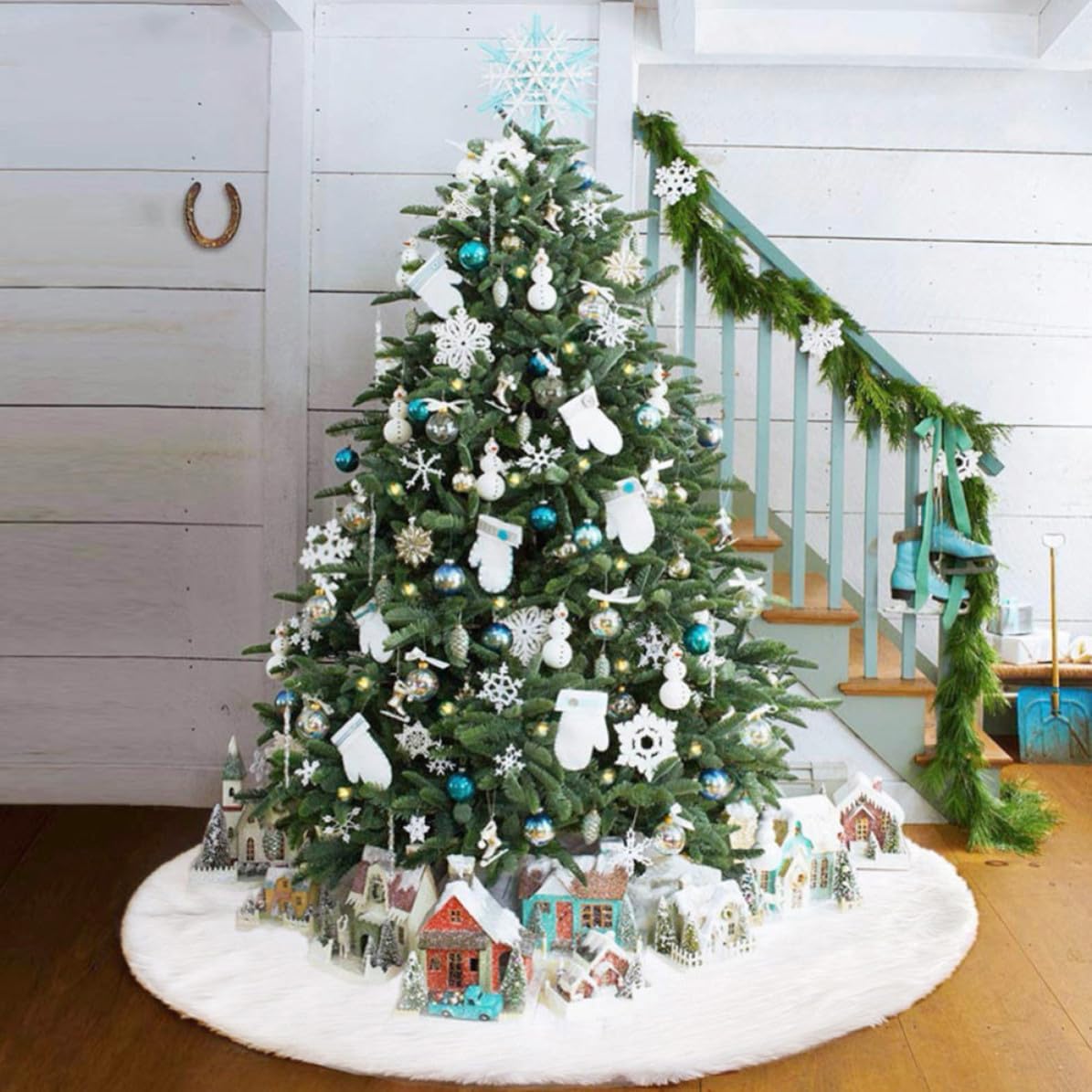 Xmas Christmas Tree White Skirt Decorative Carpet for Presents