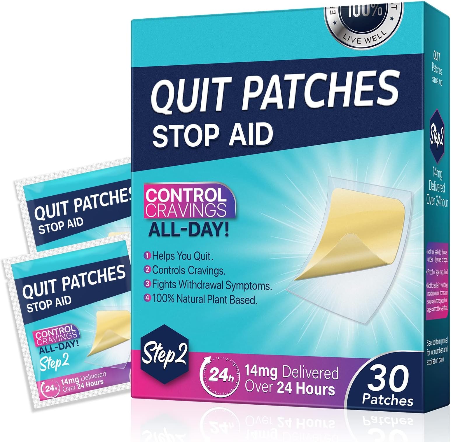 14 mg Step 2 Patches, Stop Patch, Aid, Easy and Effective Anti-Stickers, Best Product to Help Stop, Transdermal System Patch (30 Patches)