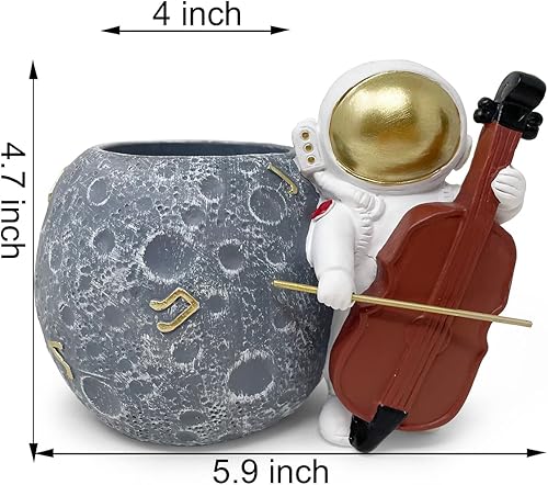 Miniatura 7 de Waowumar Lindo soporte para bolígrafo, figuras de astronauta, decoración de escritorio para habitación de niños, soporte para lápices de astronauta