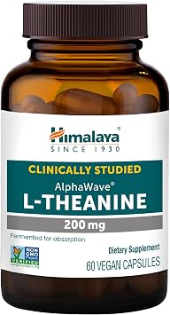 Himalaya L-Theanine with Clinically Studied AlphaWave L-Theanine, Promotes Relaxation, Supports Mental Focus and Clarity, 60 Vegan Capsules