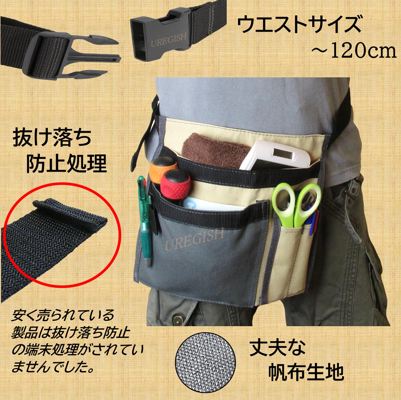 Amazon.co.jp: ポケットポーチ 仕事用 作業用 エプロンバッグ ウエスト