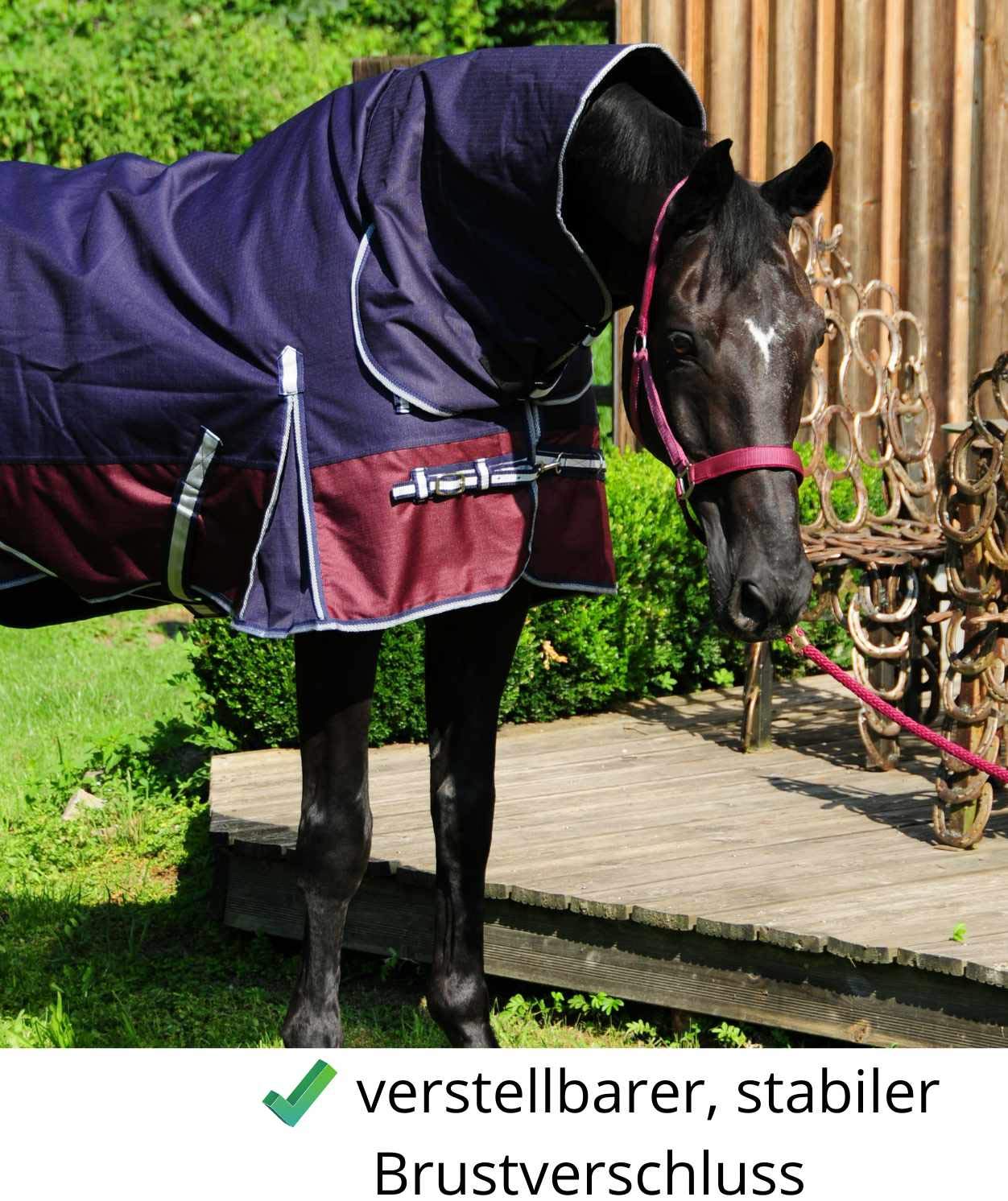 AMKA Pferde Outdoordecke Weidedecke mit Halsteil 1200 D 200g LARVIK