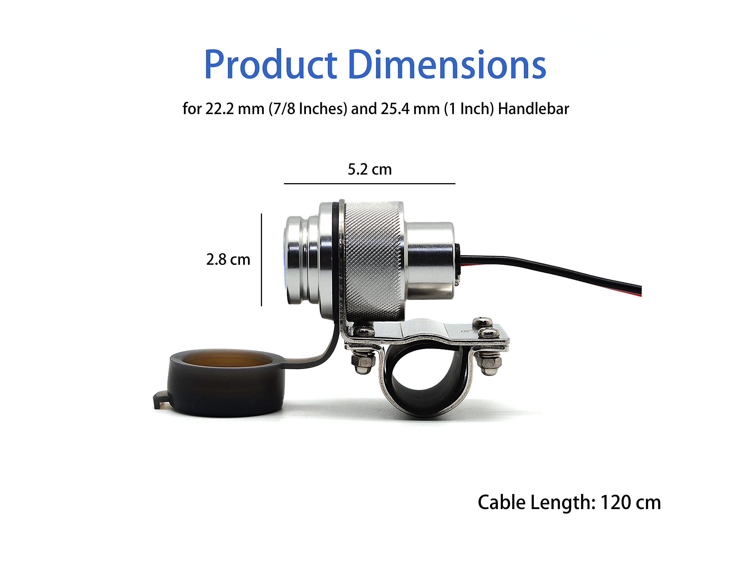 Cliff Top 36W PD USB-C und QC 3.0 Aluminium Motorrad Lenker USB Ladegerät für 7/8 Zoll und 1 Zoll Lenker - Verhindert Batterieentleerung (Silber)