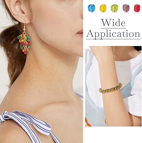 Miniatura 5 de Craftdady 60 Cuentas de semillas de vidrio de 0.157 in aproximadamente 4500 piezas transparentes con forro de plata pequeña redonda cuentas