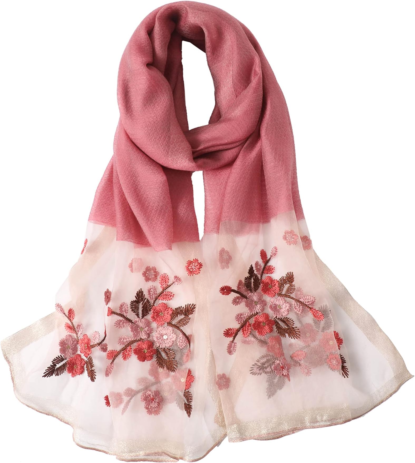 WINCESS.YU Silk Scarf for Women Lightweight Shawls and Wraps for Weddings Fashion Pashmina Shawl Embroidered Scarves