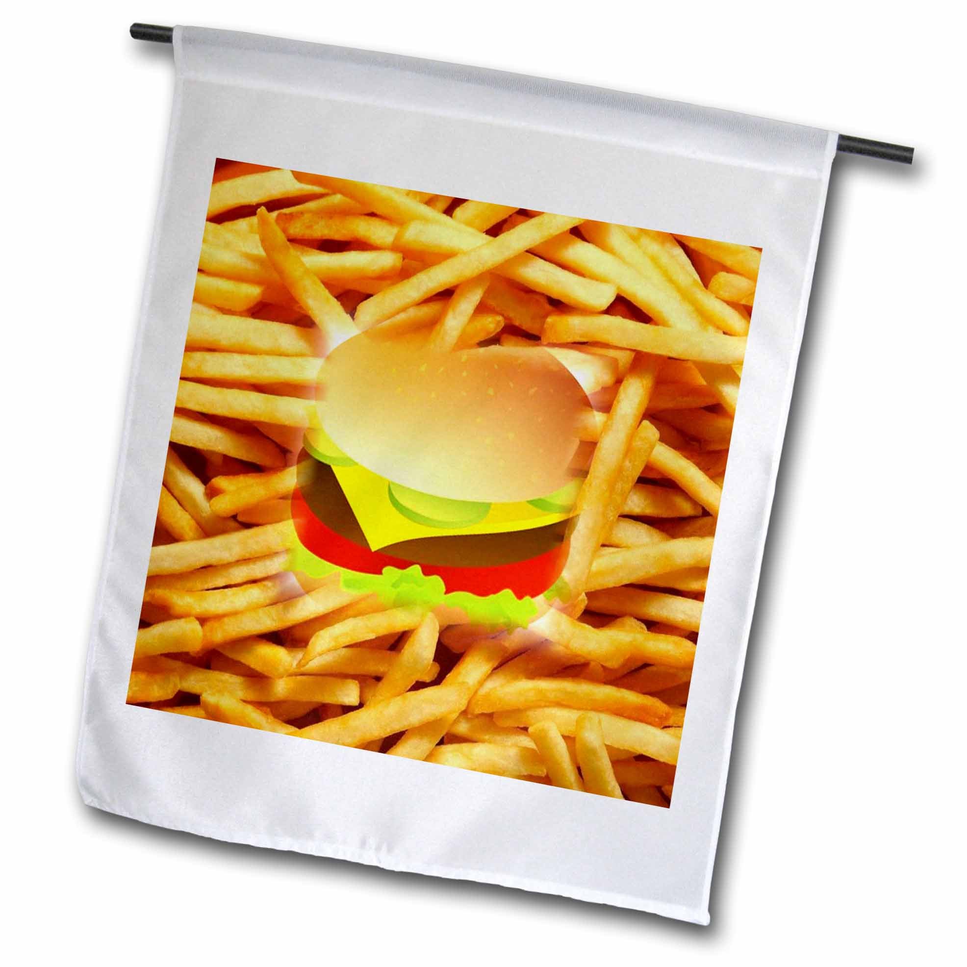 3dRose Garden Flag „I Love Cheeseburgers“ – Lustige Gartenflagge, 30x45 Cm (12x18 Zoll), Aus Polyester