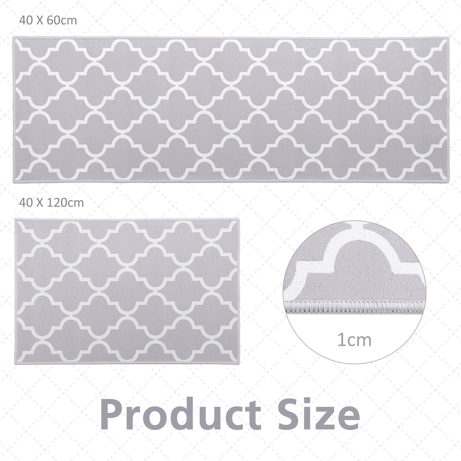 Tapis de Cuisine Antidérapant 2 Pièces 40x60cm+40x120cm Lavable Absorbant