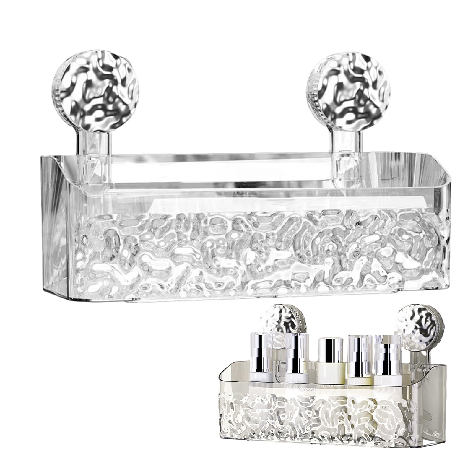 Shower Caddy Suction Cup - Wall Shelf Transparent Shower Toy Holder - Bathroom Shower Shelf Draining Shelf on