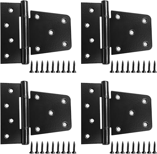 Bisagras de puerta resistentes de 3.5 pulgadas, paquete de 4, bisagras negras cuadradas de granero para cobertizo, puerta de madera de granero