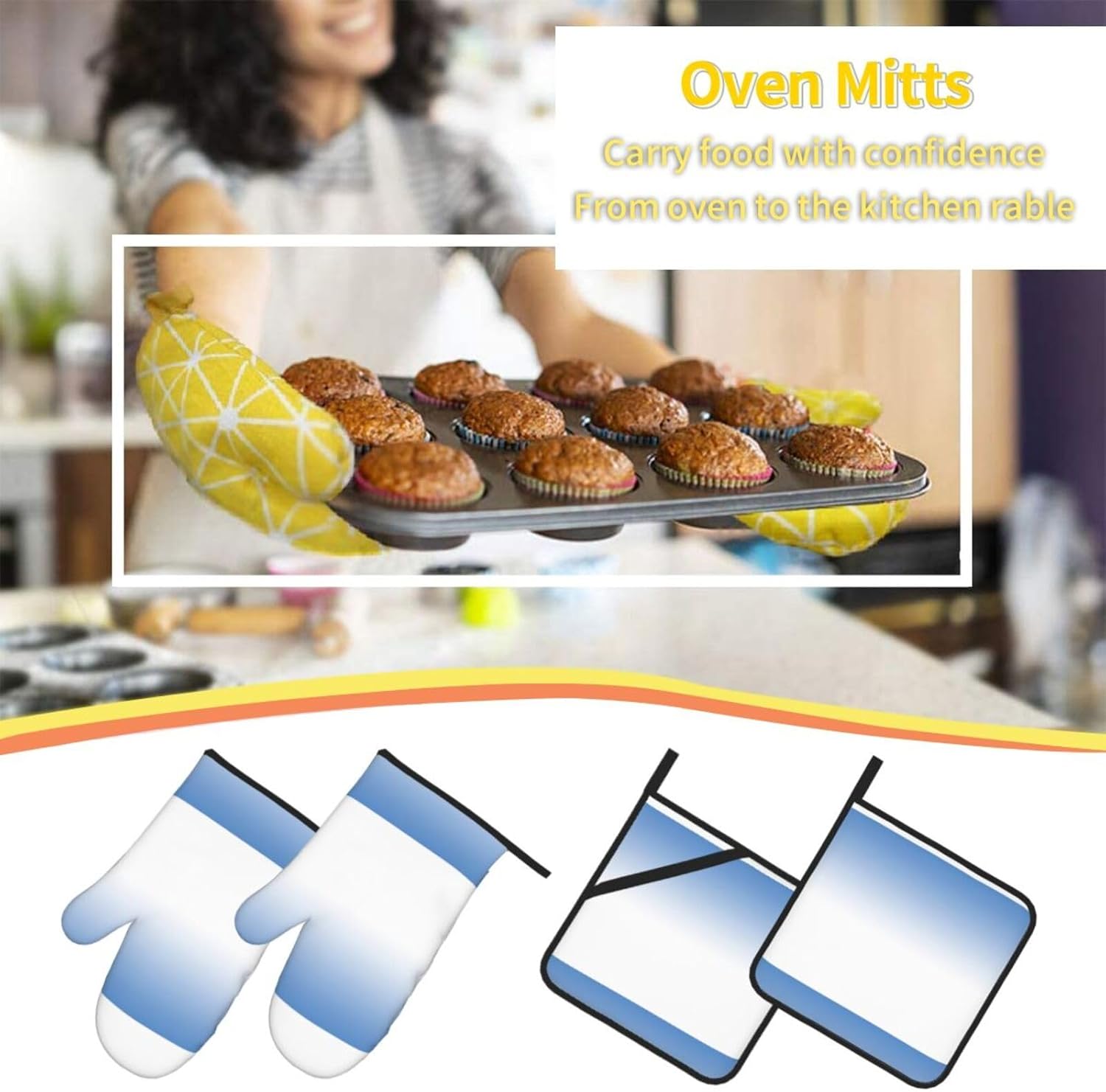 Textured Blue Kitchen baking four piece set, fit for cooking and baking, oven, microwave, and outdoor barbecue