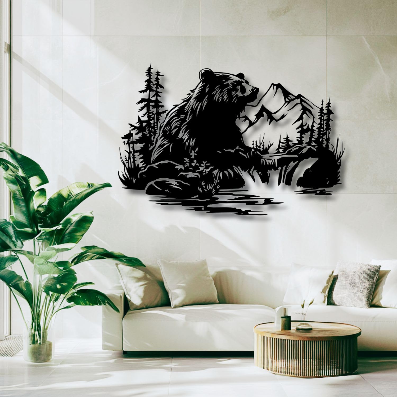 Déco murale métal bear mountain sans cadre pour intérieur épuré