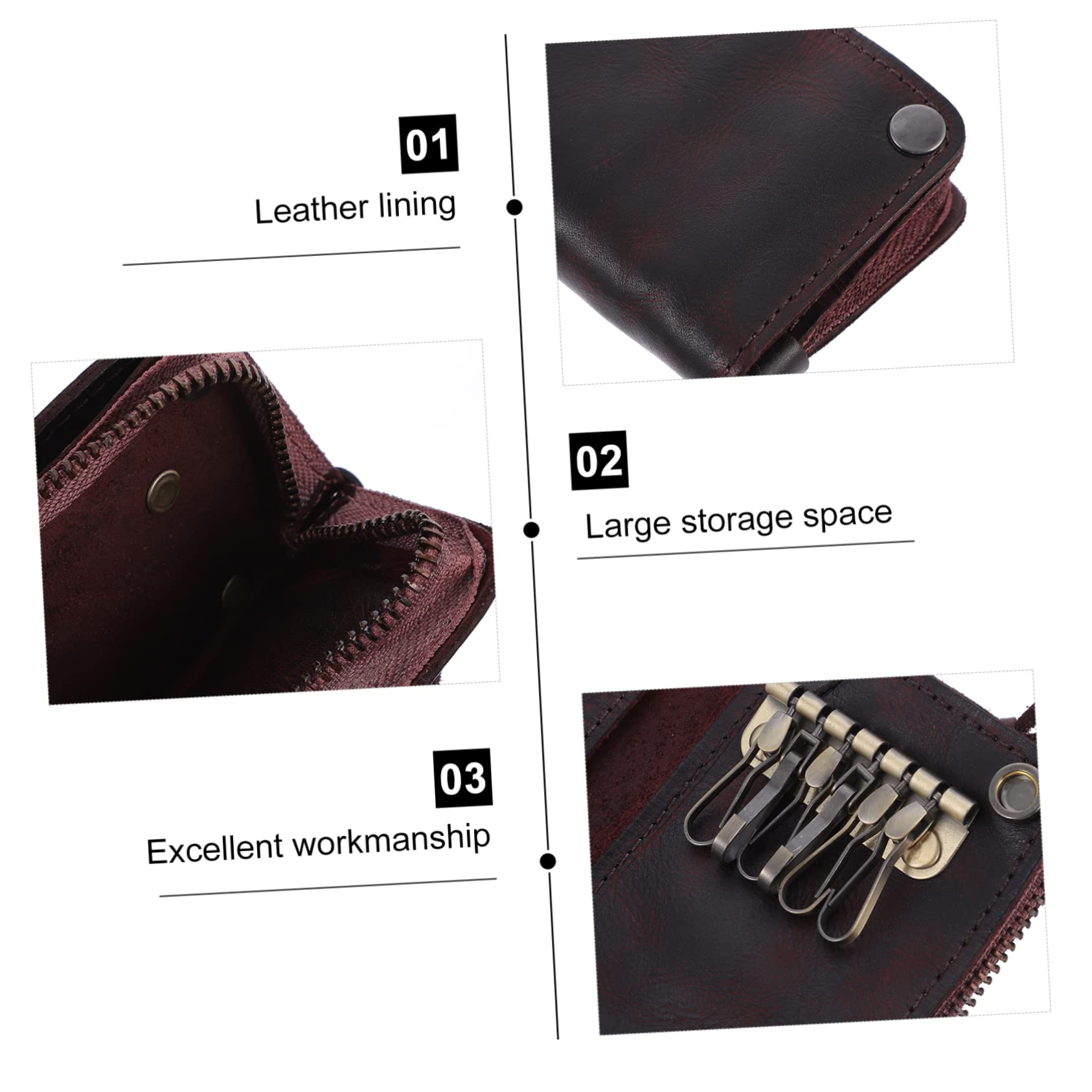 GLEAVI 3 Stk Schlüsselbox Auto-Organizer-Tasche Anhängertasche Leder Schlüsselanhänger Herren Geldbörse Fahrzeugschlüsseletui Schlüsseltasche für zu Hause Reißverschluss Wagen Mann