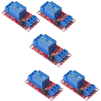 Relay Module 5-Piece Set 1-Channel DC 5V Relay Module Development Board High/Low Level Trigger with Optocoupler