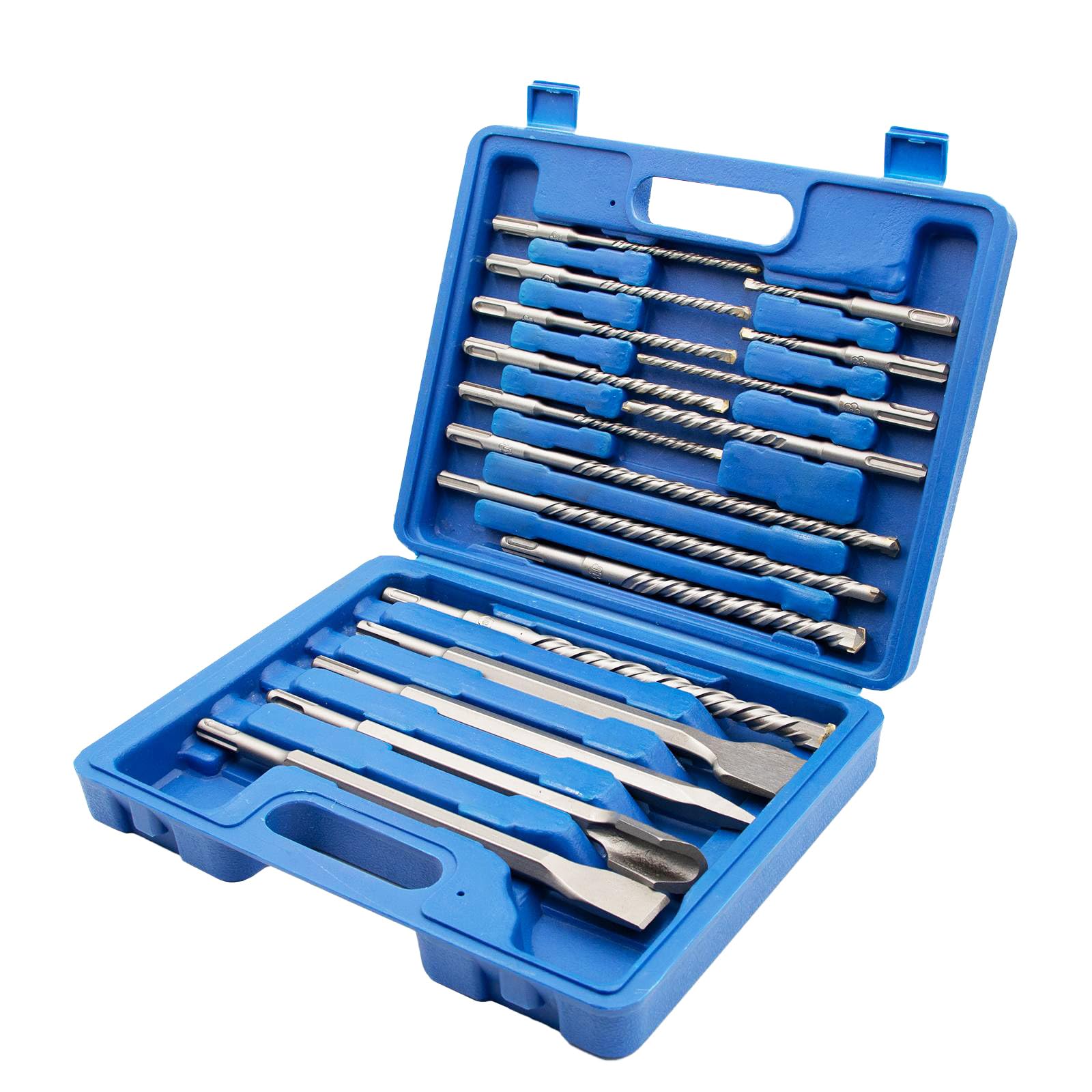 17 PCS SDS Plus Rotary Hammer Drill Bits & Chisels Set, Concrete Masonry Hole Tool with Storage Case,Carbide Tipped for Brick, Stone and Concrete.