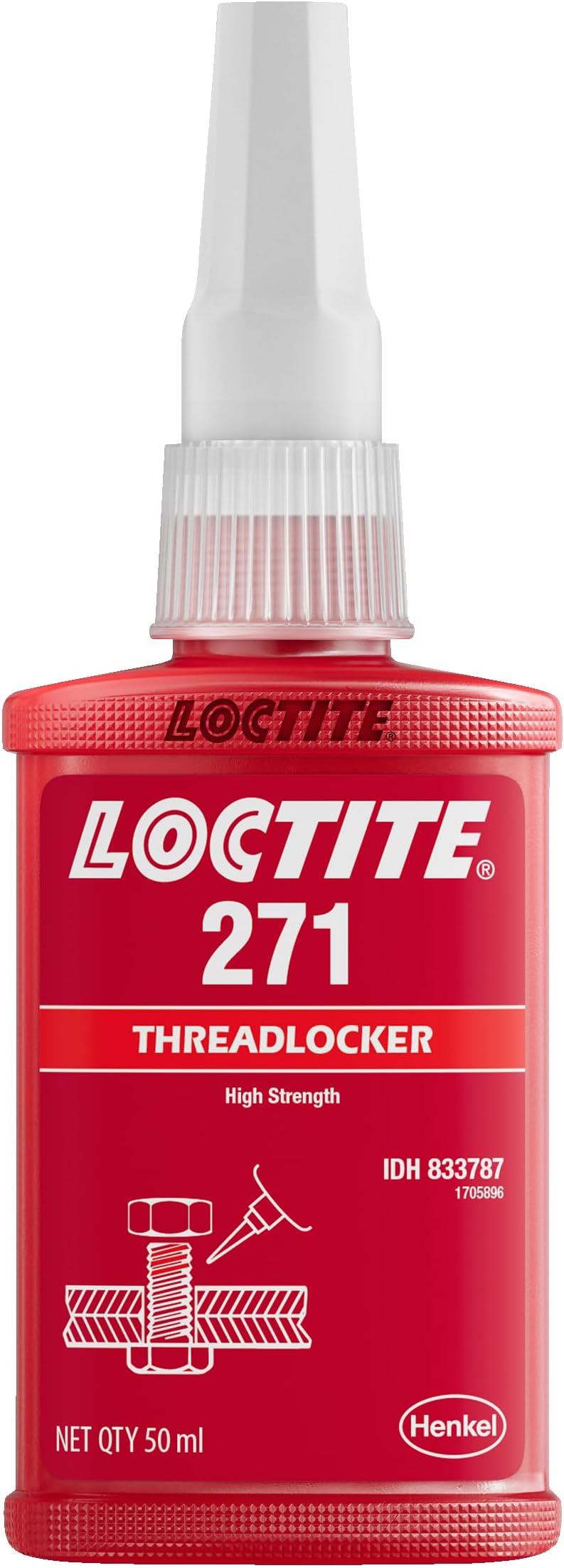 Threadlocker Red 271 locks, seals threaded fasteners permanently, prevent loosening from vibration, great for engines, machinery, vehicles for valve covers, water pumps, and alternators(50ml)
