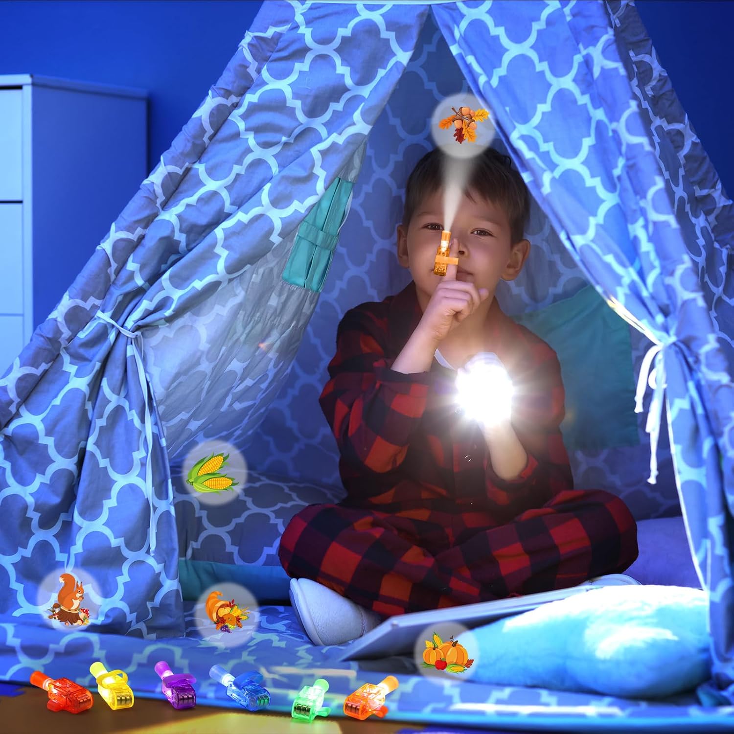 Capoda 36 Pack Fall LED Finger Lights, Autumn Projection Party Favors