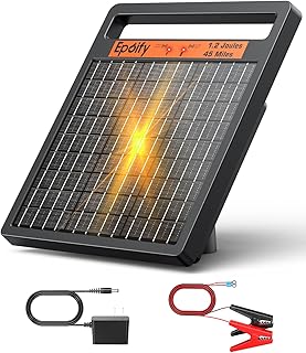 Solar Electric Fence Charger 1.2J Stored Energy, 45 Miles Coverage,8W Solar Fence Energizer with 10000mAh Battery,7–11kV Output, Smart Alarm, All-Weather Fence Charger for Cattle, Horses & Farms