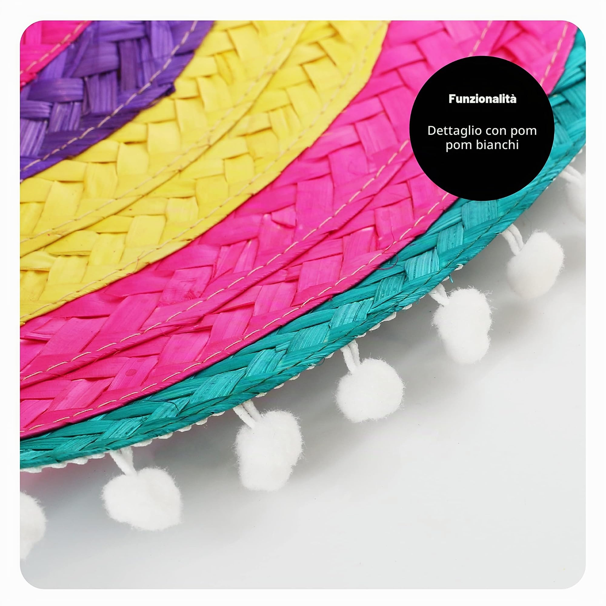I LOVE FANCY DRESS LTD Ampio Sombrero messicano unisex colorato con bordo bianco. Ideale per addio al celibato.