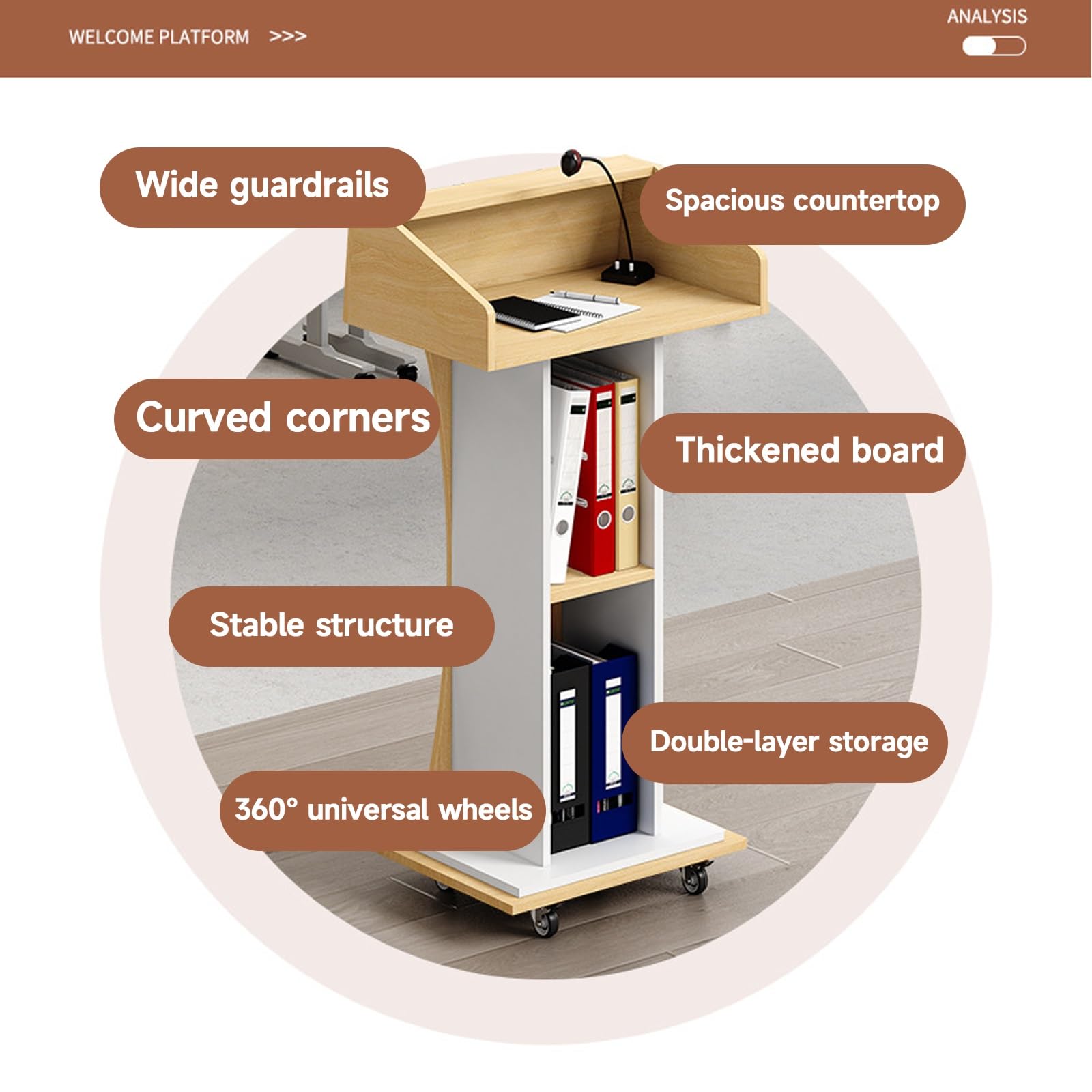 Pupitre en Bois pour présentations et conférences, Support d'affichage pour Bureaux, écoles, églises et événements, lutrin Polyvalent pour la Prise de Parole en Public
