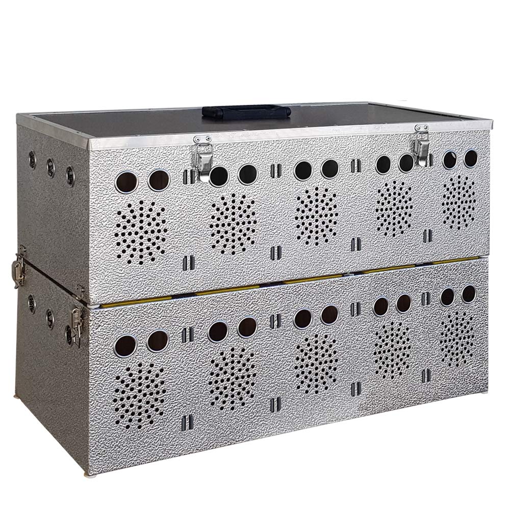 Breker Aluminium Transportbox für Kleintiere – 10 Abteile (2x6) – Transportkorb mit Einzelverschlüssen – leichte & stabile Tiertransportkiste für Kaninchen, Nagetiere & Geflügel – hygienisch & robust