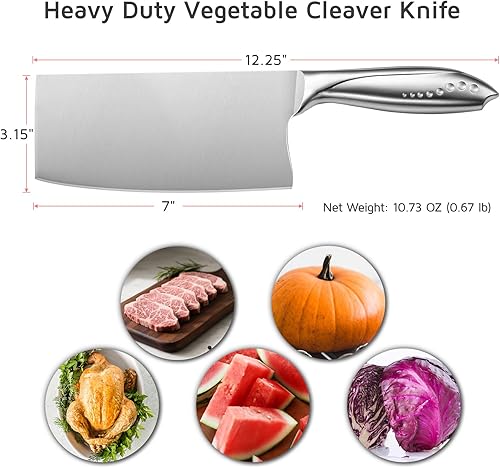 Vista 17 de WELLSTAR Cuchillo de carnicero para carne de arcoíris, cuchillo de carnicero chino iridiscente de 7 pulgadas, cuchillo de cocina alemán súper