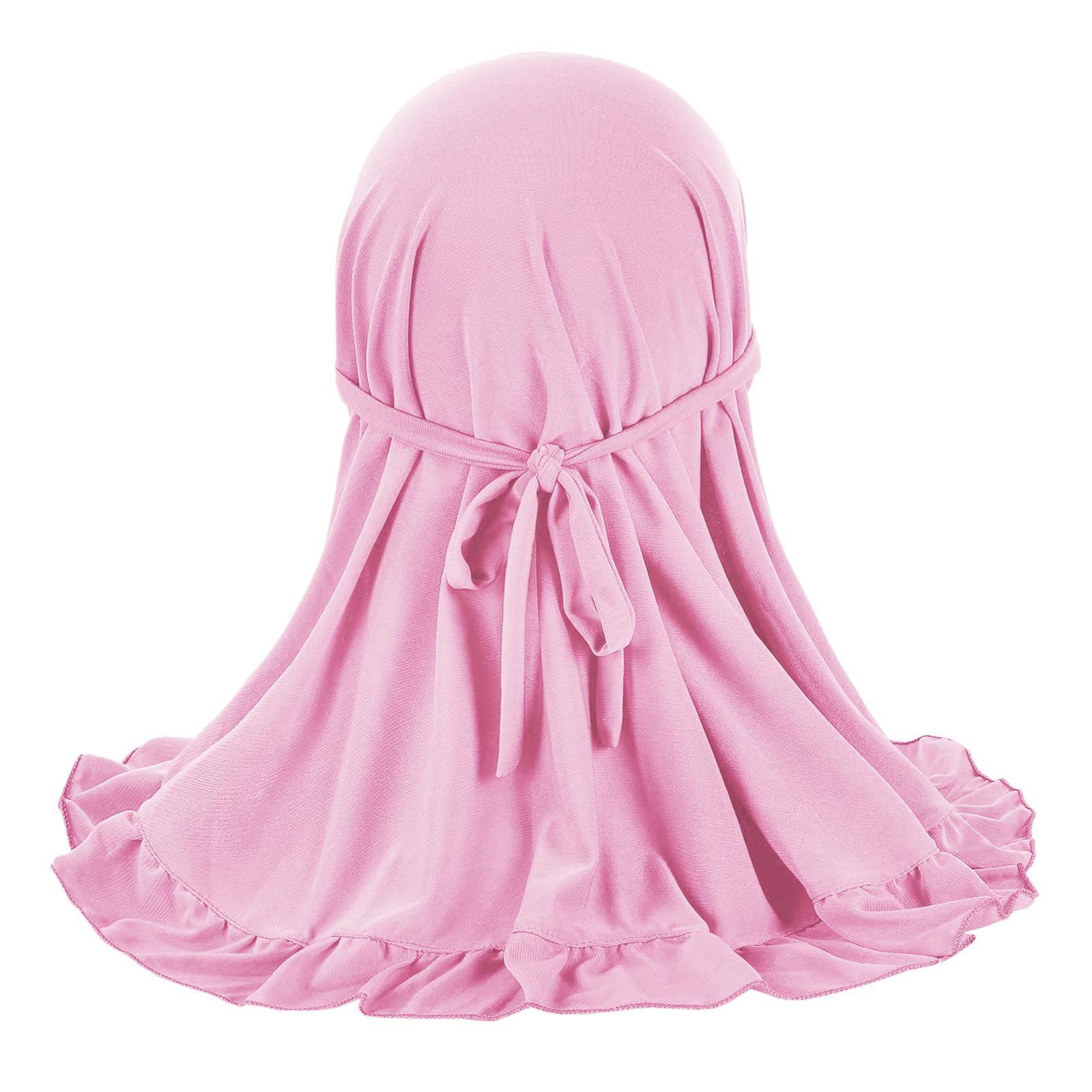 JIAHG 2pcs Hijab Fille 2-4 ans avec Bonnet Intégré Foulard de Tête à Bordure Plissée pour Fille Musulmane Arabe Africaine Malaisienne Écharpe Cagoule Doux et Confort