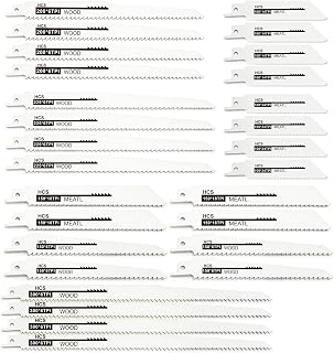28Pcs T-Shank Jigsaw Blades Set with Storage Case, Saw Blades for Wood, Plastic & Metal Cutting(100-300mm)