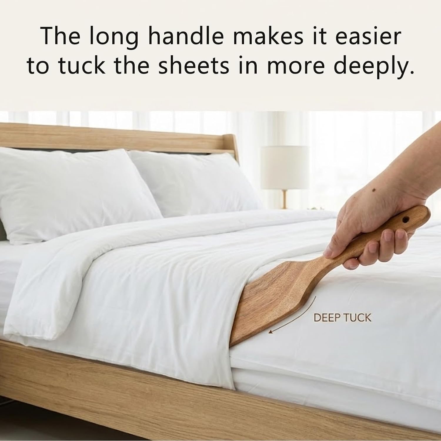 Bed Tucker Tool, Mattress Lifter, Wooden Mattress Lifter and Sheet Tucker Paddle for Effortless Sheet Changes, Adjustable Bedsheet Tool for Home Hotel Dormitory