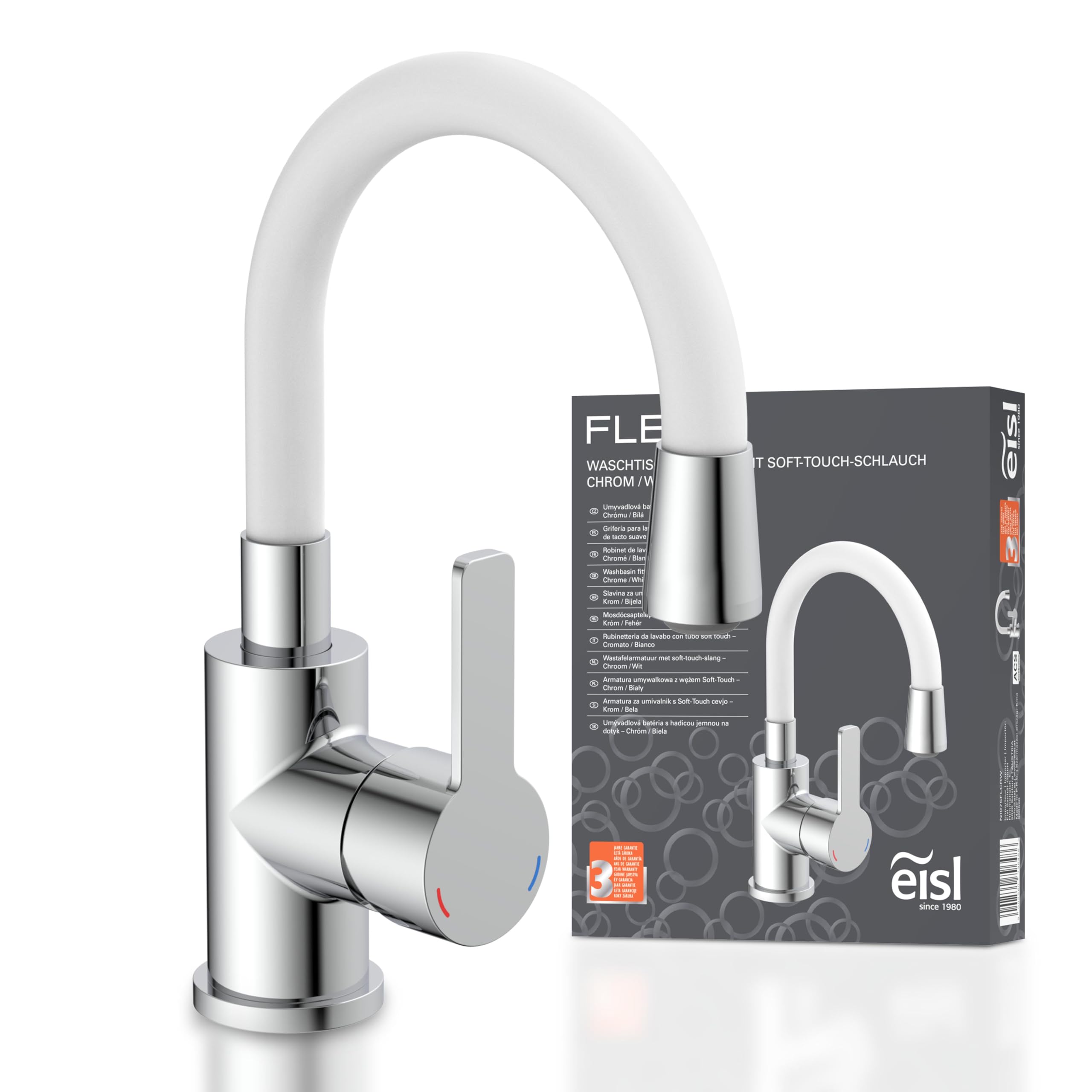 EISL FLEXO NI075FLCRW - Grifo para lavabo (caño flexible, color blanco)