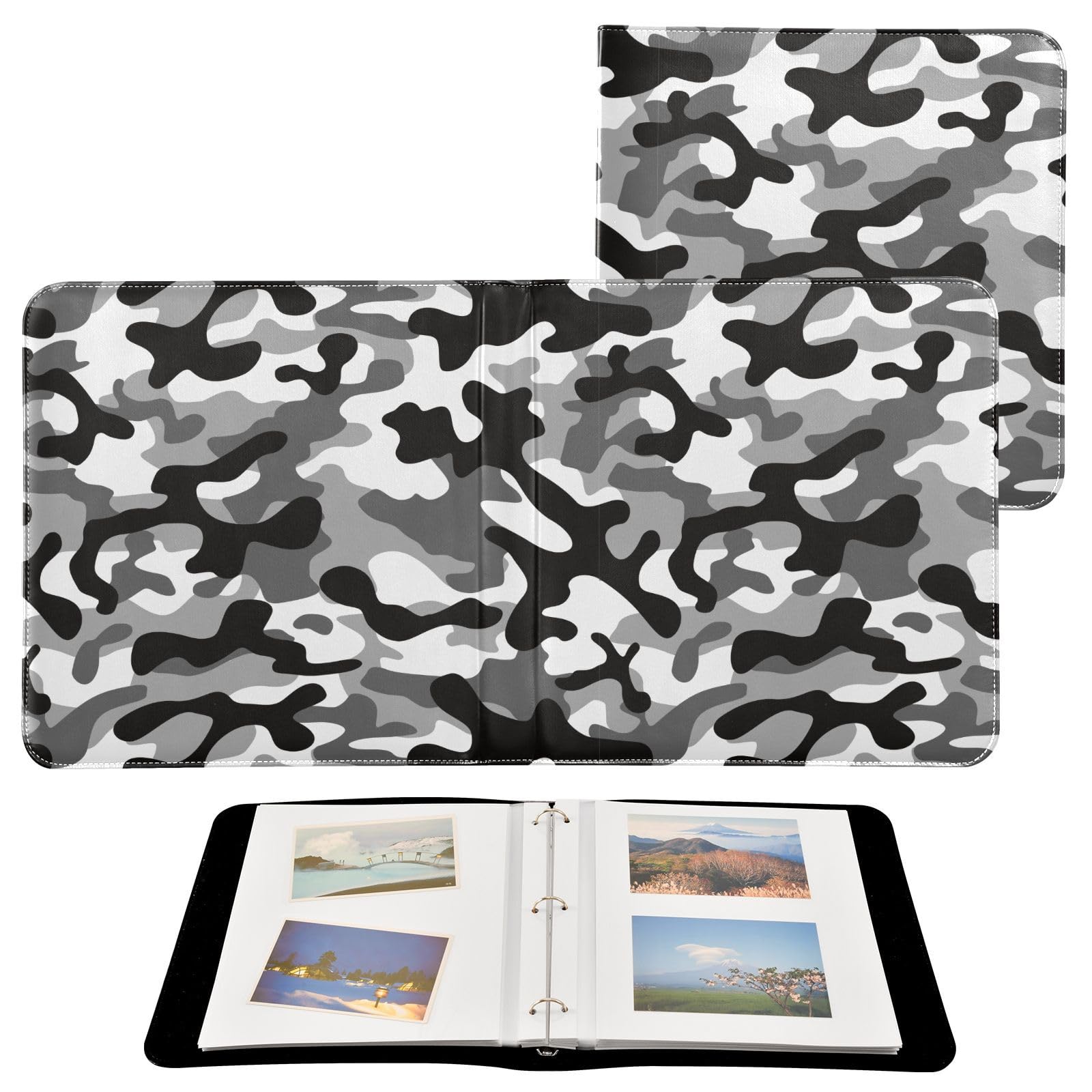 Fotoalbum, Militär, Camouflage, Armee, Schwarz-Weiß, Jagd-Fotobuch, Fotoalbum, selbstklebende Seiten, Kindheit-Fotoalbum, 15,2 x 20,3 cm