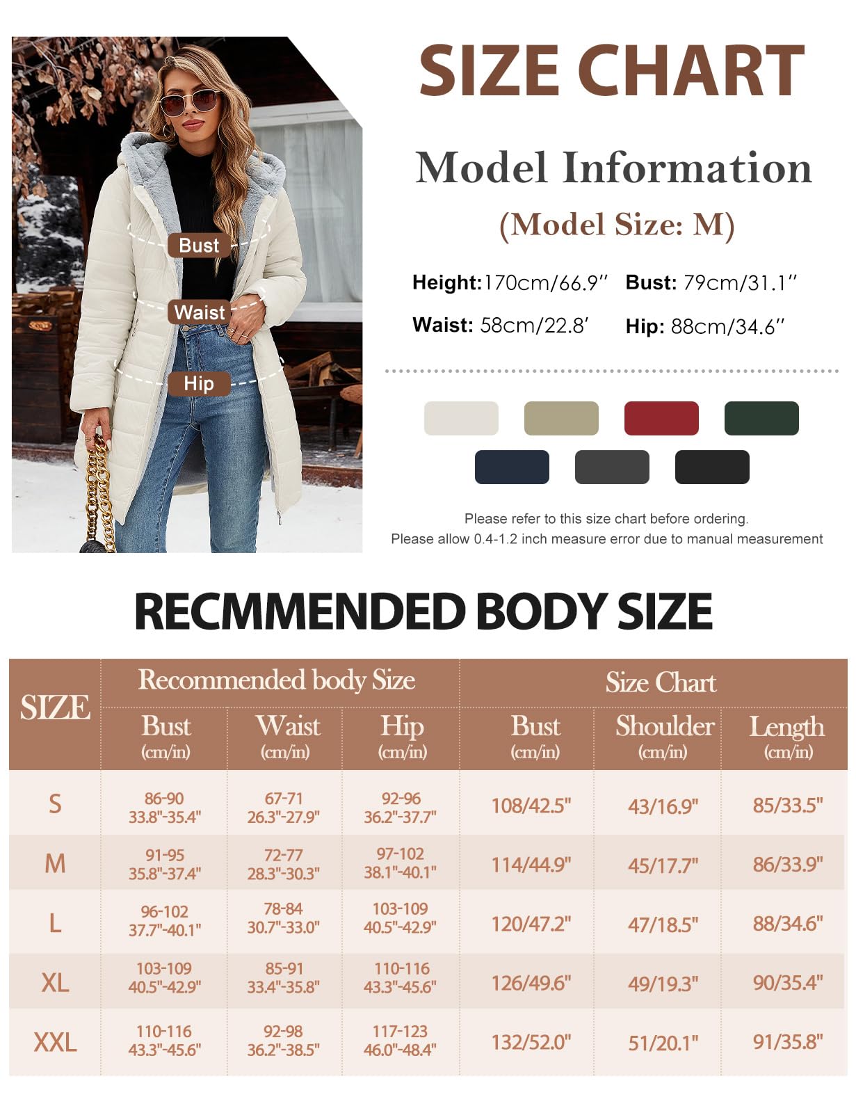 CMTOP Chaqueta Mujer Invierno Cálido Abrigo Acolchado Mujer Forro Polar Chaqueta Cremallera Largo con Capucha Termico Abrigo Casual Elegante Cazadora Hoodie Parka con Bolsillos