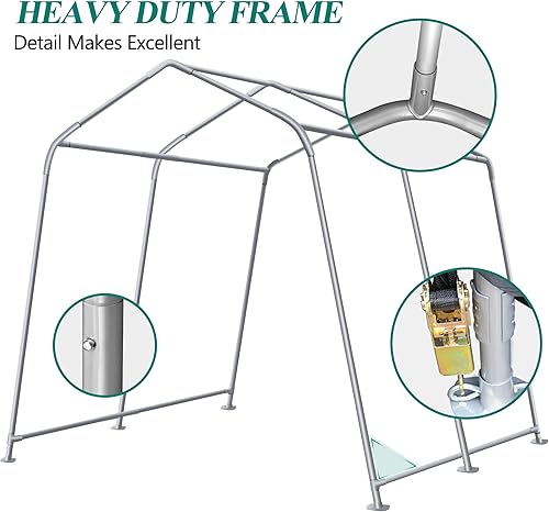 Miniatura 5 de GARTOO Cobertizo de almacenamiento para exteriores de 10 x 10 pies, tienda de campaña de almacenamiento resistente con ventanas ventiladas