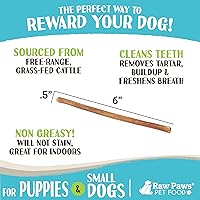 Vista 3 de Raw Paws Palitos estándar para perros pequeños, 6 pulgadas (10 unidades) – Masticables juveniles de bajo olor – Palitos de pizza de corral libre