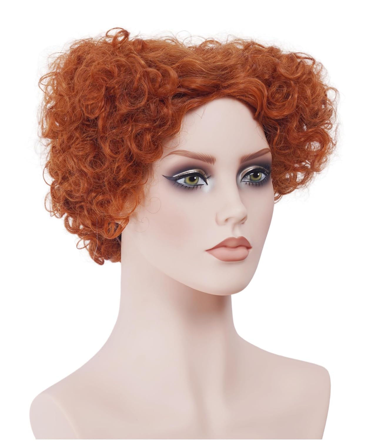 12 Inches Auburn Short Curly Wavy Orange Wigs for Women Copper Red Wavy Wig with Synthetic Natural Ginger Wig for Movie Anime Costumes Cosplay,Halloween,Daily Use - Image 2