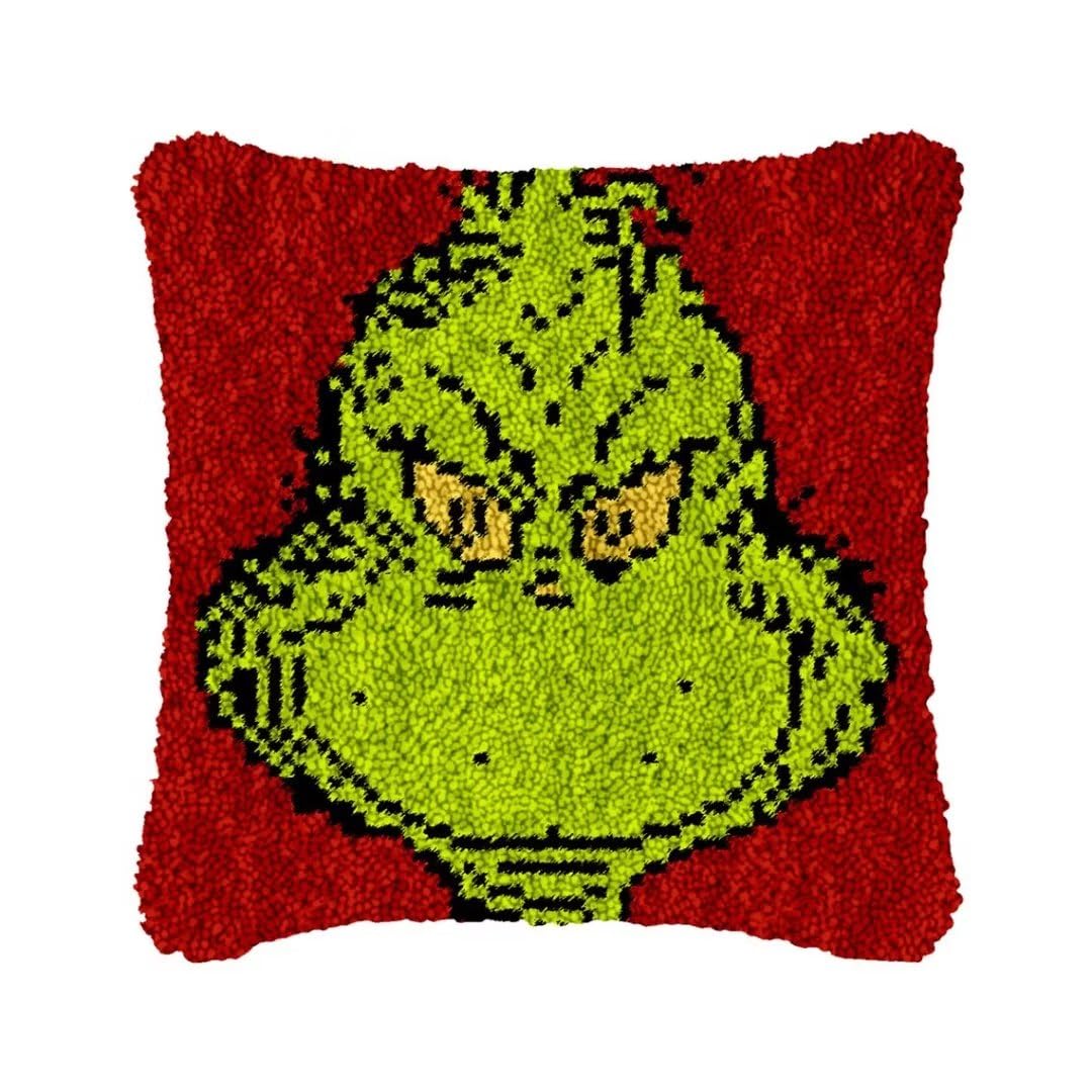Latch Hook Cushion Kits for Adults, Latch Hook Pillow Case Kits Embroidery Kits 17X17Inch, DIY Needlework Pillow Cover Sofa Cushion Rug Making Kits, DIY Craft Kits 43x43 cm - Pillowcase B001