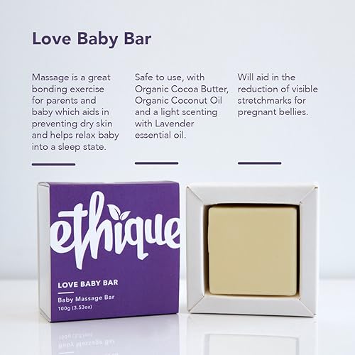 Miniatura 2 de Ethique Love Baby Bar Barra de masaje sólida para prevenir la piel seca, sin plástico, vegano, libre de crueldad, ecológico, 3.53 onzas (paquete de